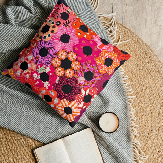 Hey Hexy Pillow PDF Pattern (18in x 18in/45cm x 45cm) - Hand Sew Hexagons Without Papers