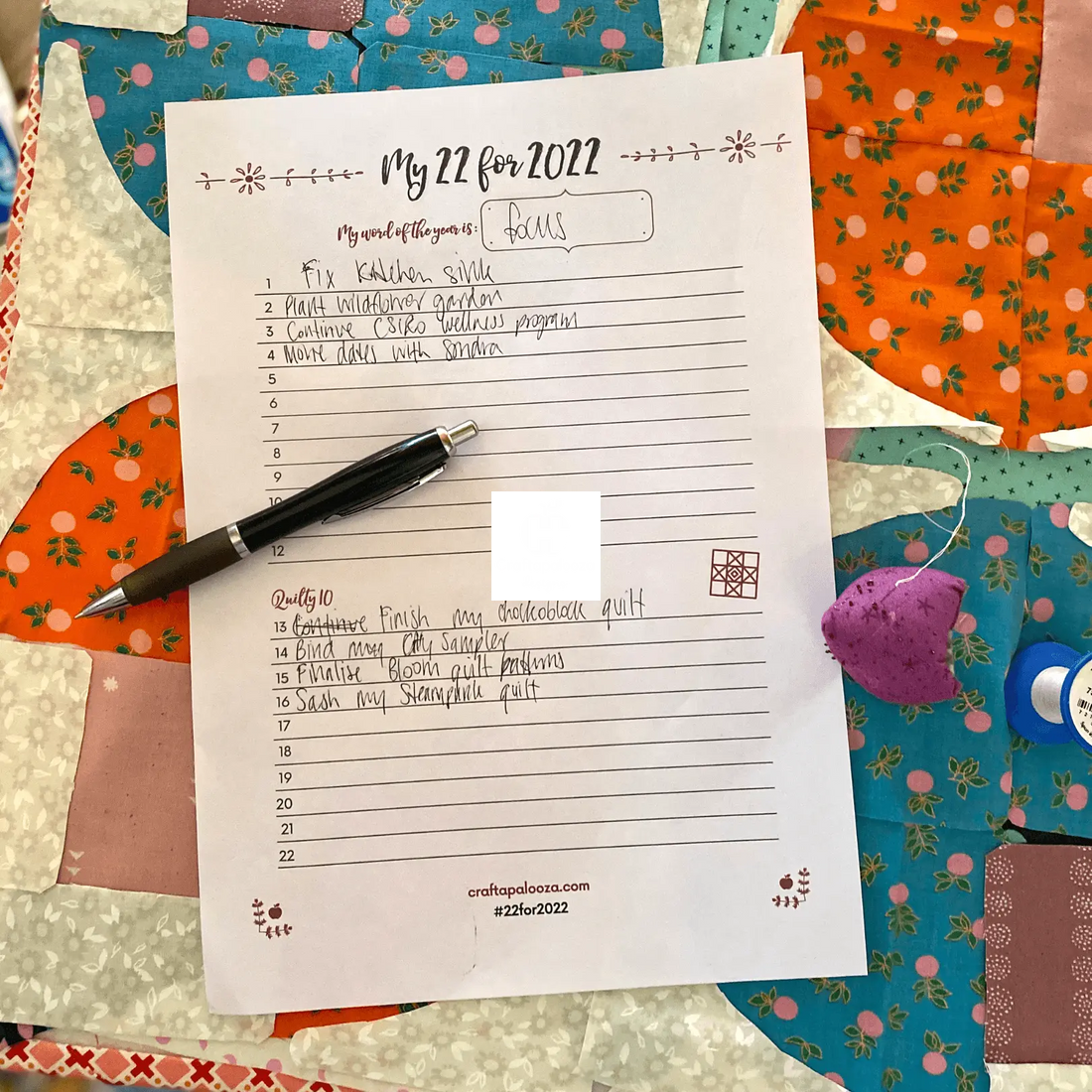 Nope to new year's resolutions, but how about a list of aims - Craftapalooza Designs