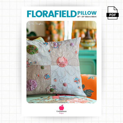 Florafield Pillow PDF Pattern (20in x 20in/50cm x 50cm)