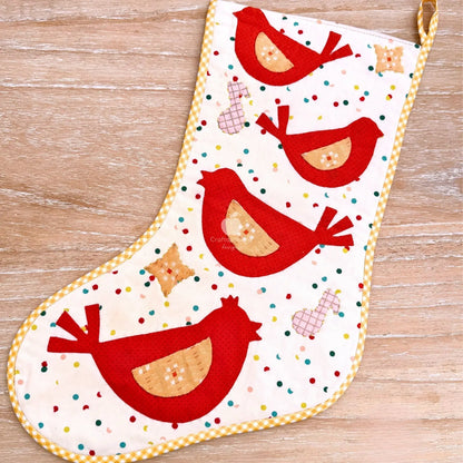 Four Calling Birds Stocking PDF Pattern – 12 Days Stocking Series #1 Craftapalooza Designs