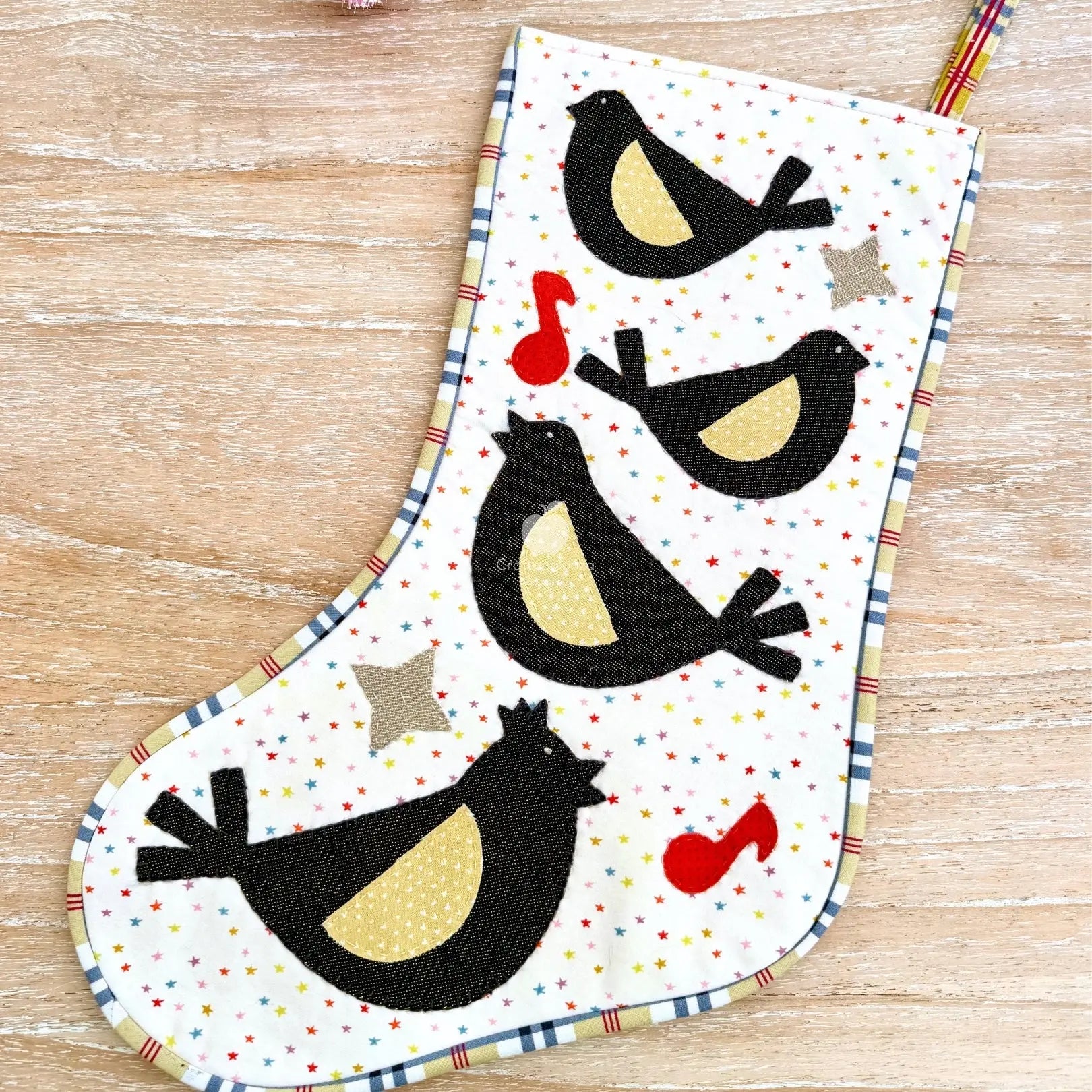 Four Calling Birds Stocking PDF Pattern – 12 Days Stocking Series #1 Craftapalooza Designs