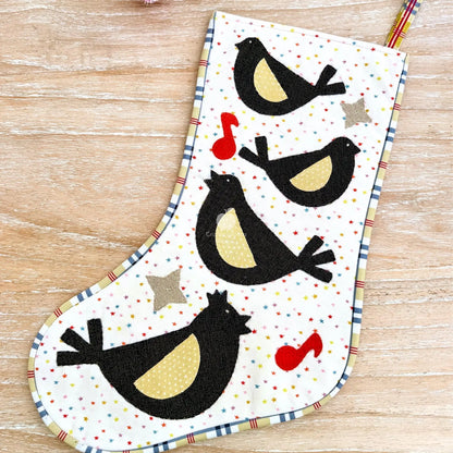 Four Calling Birds Stocking PDF Pattern – 12 Days Stocking Series #1 Craftapalooza Designs