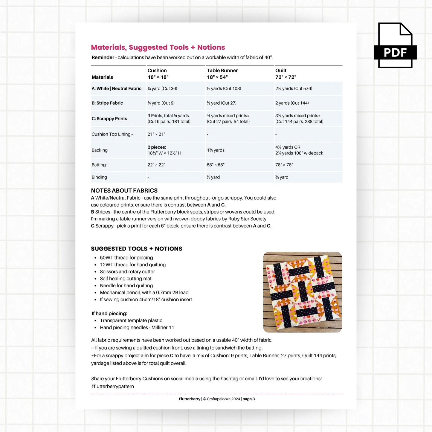 Flutterberry: PDF Pattern Craftapalooza Designs