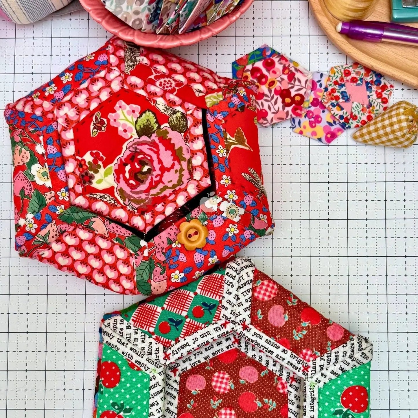 Blossie Basket PDF Pattern (Quilt as you go)