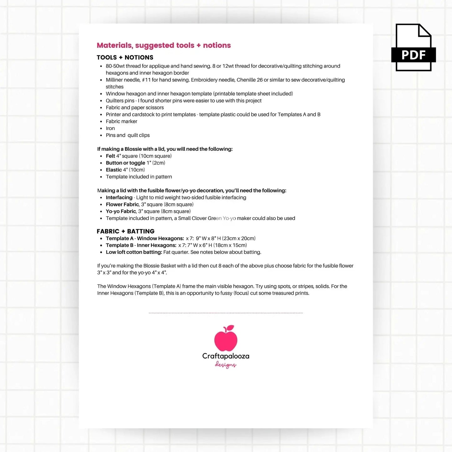 Blossie Basket Pattern Craftapalooza Designs