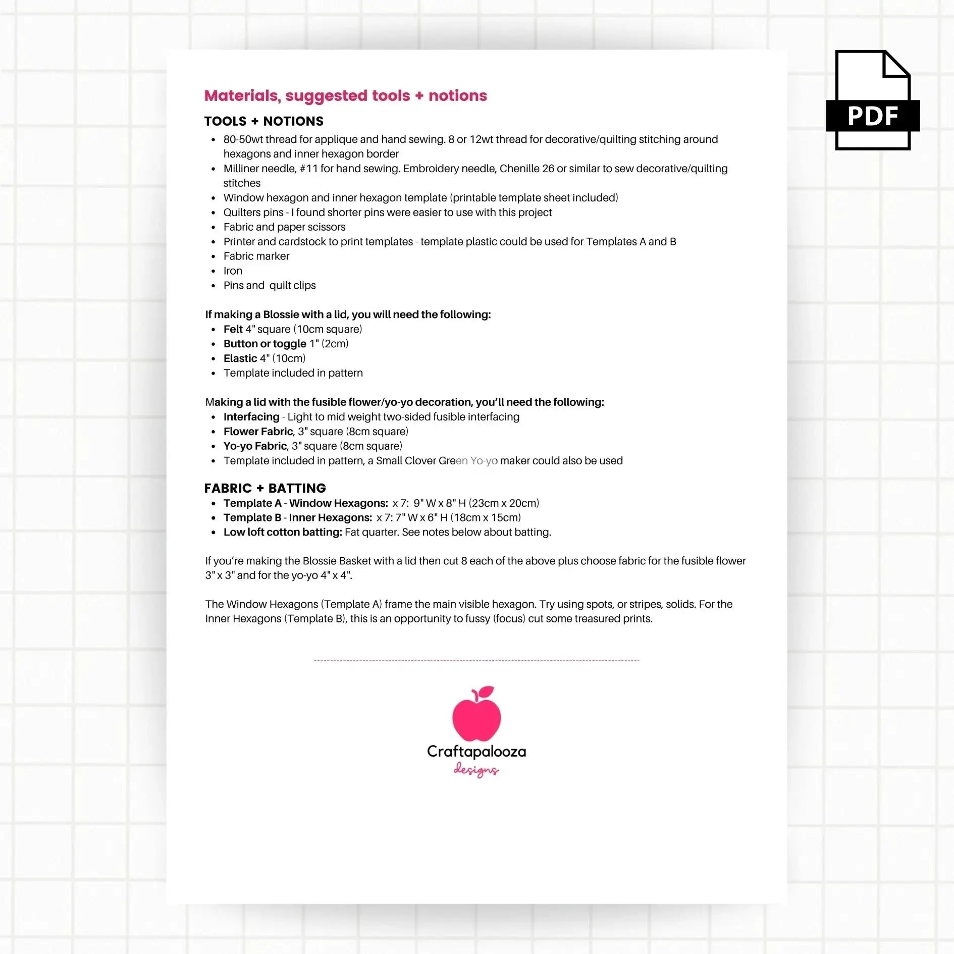 Blossie Basket Pattern Craftapalooza Designs