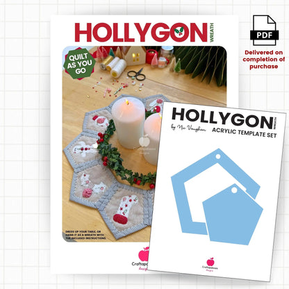 Hollygon Wreath PDF Pattern (Quilt-As-You-Go Wreath or Table Centrepiece) Craftapalooza Designs