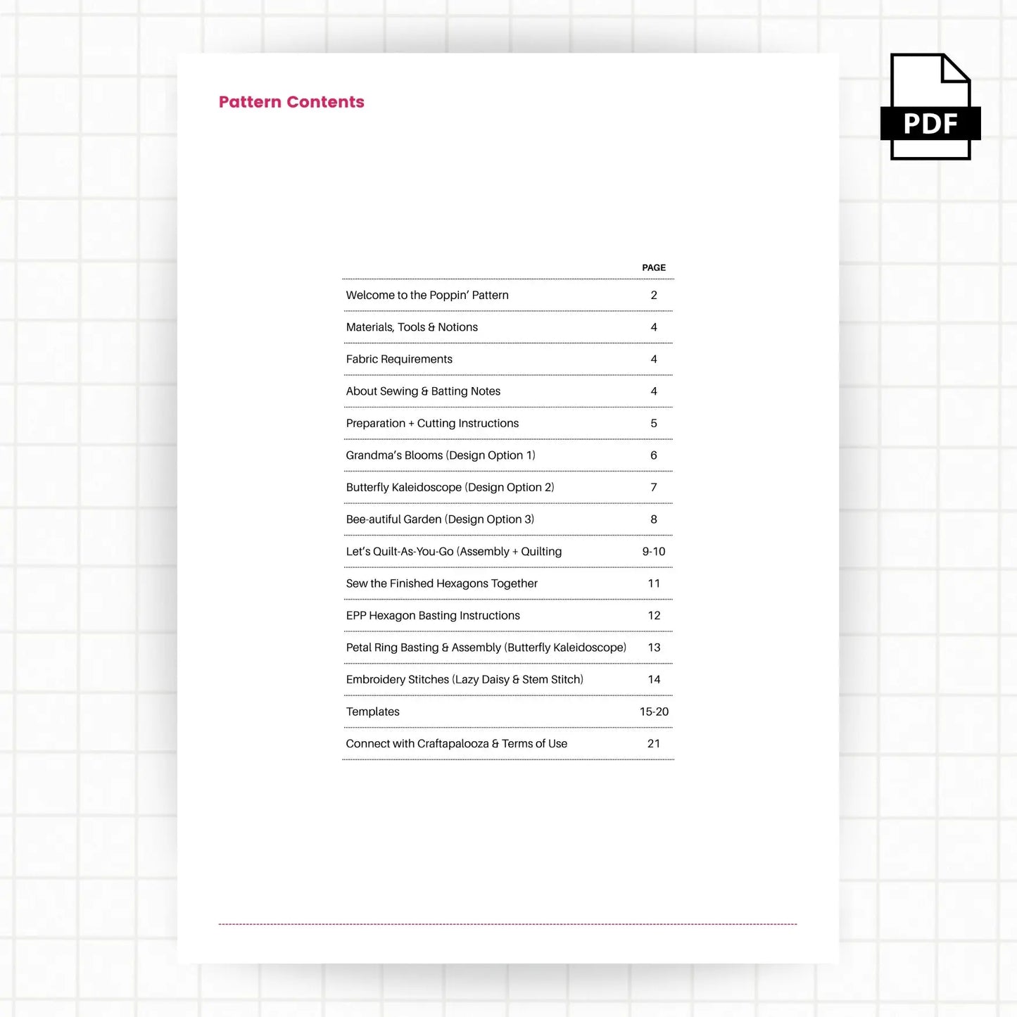 Poppin' Table Topper | Placemat | Mini Quilt: PDF Pattern Craftapalooza Designs