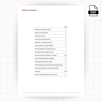 Poppin' Table Topper | Placemat | Mini Quilt: PDF Pattern Craftapalooza Designs