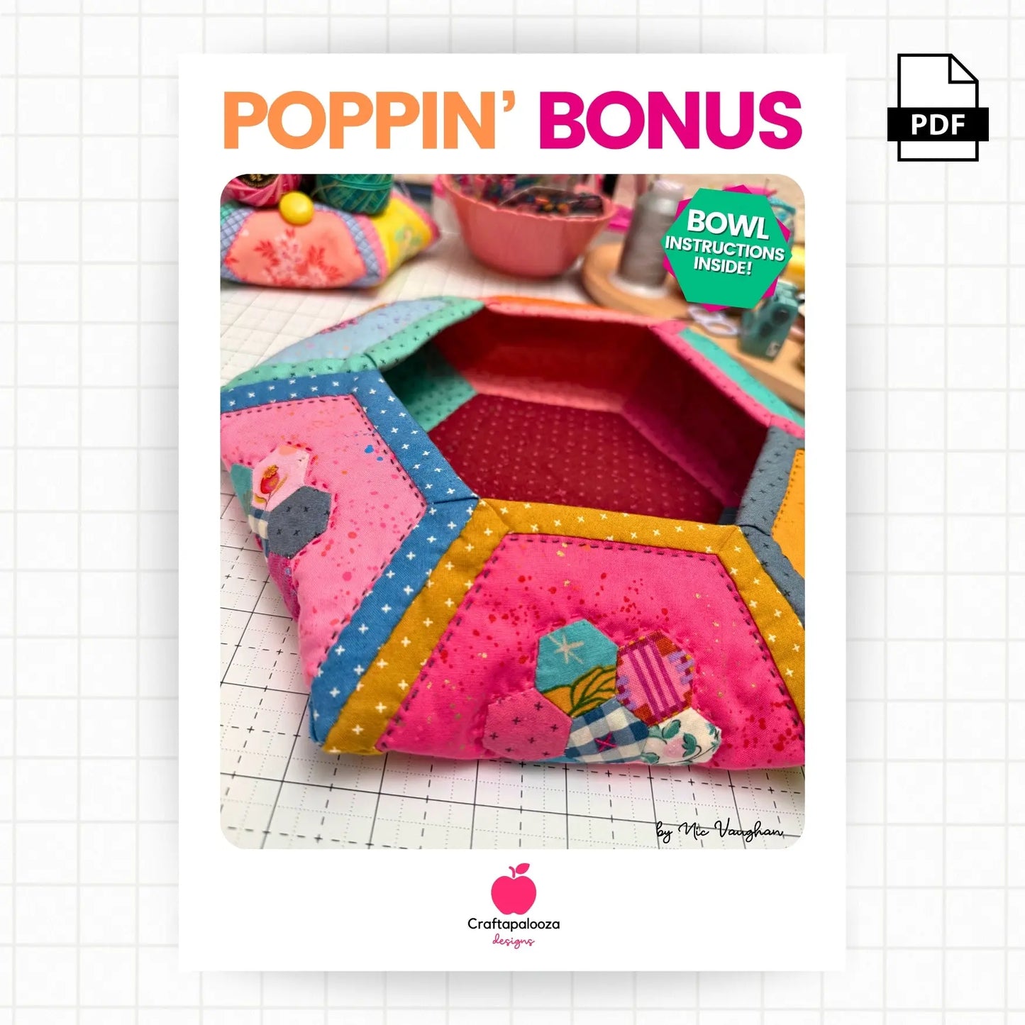 Poppin' Table Topper | Placemat | Mini Quilt: PDF Pattern Craftapalooza Designs