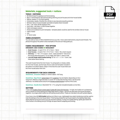 SweetHaus PDF Pattern: Quilt-as-you-go - Bag Charm | Christmas Ornament | Needle Nest