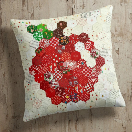 Apple - Lutely Pillow PDF Pattern (18in x 18in/45cm x 45cm) - Hand Sew Hexagons Without PapersCraftapalooza DesignsPillow | Cushion