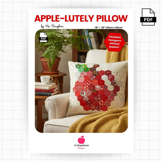 Apple - Lutely Pillow PDF Pattern (18in x 18in/45cm x 45cm) - Hand Sew Hexagons Without PapersCraftapalooza DesignsPillow | Cushion
